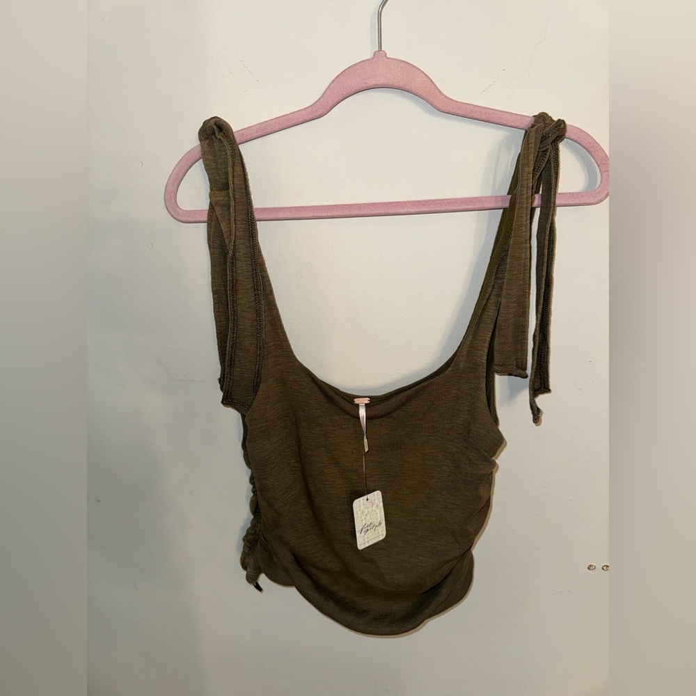 Free People Olive Tie-Strap Scoop Tank